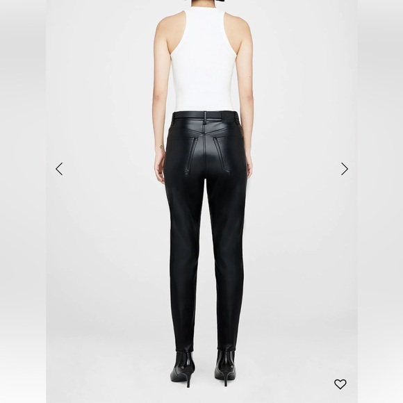 NEW Anine Bing Sonya Pant Black Faux Leather Slim Straight Fit Leg Trouser size - Picture 2 of 16